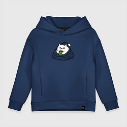 Детское худи оверсайз Укутанный котик с горячим чаем