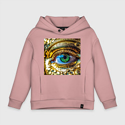 Детское худи оверсайз Золотой глаз металлический в стиле стимпанк зелено