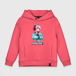 Толстовка оверсайз детская Minecraft девушка с розовыми волосами, цвет: коралловый