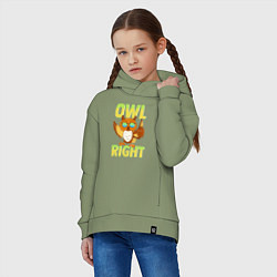 Толстовка оверсайз детская Owl right - каламбур отлично, цвет: авокадо — фото 2