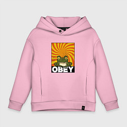 Толстовка оверсайз детская Гипножаба по мотивам Футурама на оранжевом фоне, цвет: светло-розовый