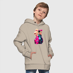 Толстовка оверсайз детская Ken and Barbie - ai art, цвет: миндальный — фото 2