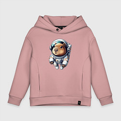 Толстовка оверсайз детская Прикольный капибарыш космонавт - нейросеть, цвет: пыльно-розовый