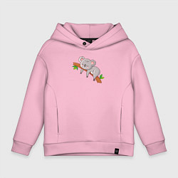 Толстовка оверсайз детская Коала спит на ветке, цвет: светло-розовый