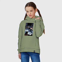 Толстовка оверсайз детская Поднятие уровня в одиночку Джину Сон, цвет: авокадо — фото 2
