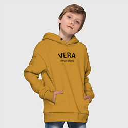 Толстовка оверсайз детская Vera never alone - motto, цвет: горчичный — фото 2