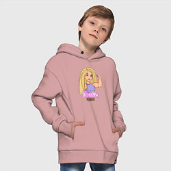 Толстовка оверсайз детская Barbie power, цвет: пыльно-розовый — фото 2