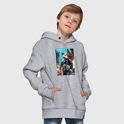 Толстовка оверсайз детская Cool hare with a skateboard - ai art, цвет: меланж — фото 2