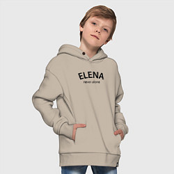 Толстовка оверсайз детская Elena never alone - motto, цвет: миндальный — фото 2