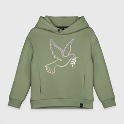 Детское худи оверсайз Контурный голубь с веточкой