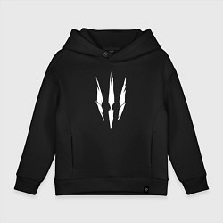 Детское худи оверсайз Белый логотип дикой охоты из игры Ведьмак 3
