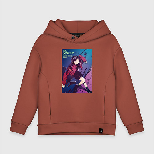 Детское худи оверсайз Евангелион Мисато Кацураги / Кирпичный – фото 1