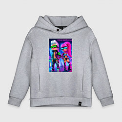 Толстовка оверсайз детская Barbie and Ken - Minecraft 2099 ai art collaborati, цвет: меланж