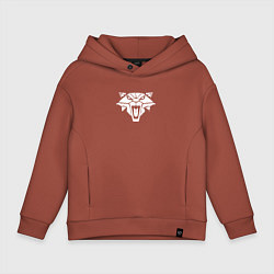 Толстовка оверсайз детская Знак школы кота с потертостями - Ведьмак 3, цвет: кирпичный