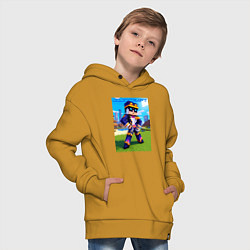 Толстовка оверсайз детская Jotaro Kujo and Minecraft - collaboration, цвет: горчичный — фото 2