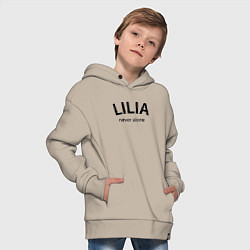 Толстовка оверсайз детская Lilia never alone - motto, цвет: миндальный — фото 2