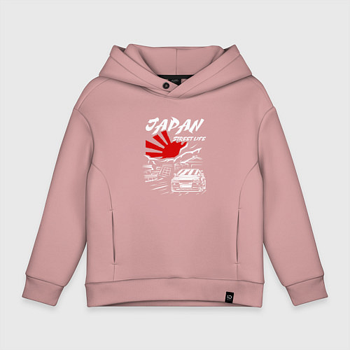 Детское худи оверсайз Jupan street life mitsubishi lancer / Пыльно-розовый – фото 1