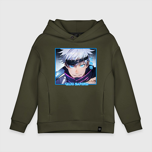 Детское худи оверсайз Сатору Годзё портрет Jujutsu Kaisen / Хаки – фото 1