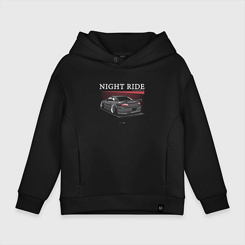 Детское худи оверсайз Nissan skyline night ride / Черный – фото 1