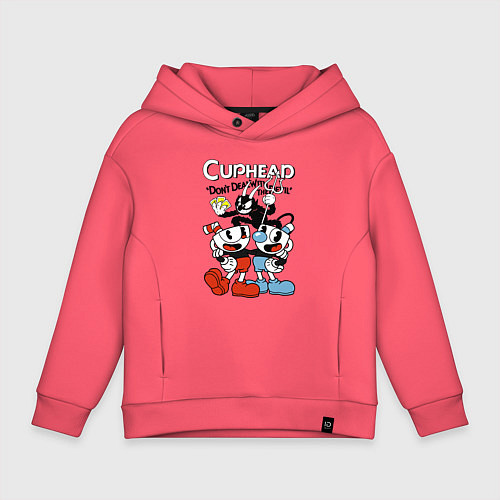 Детское худи оверсайз Cuphead - devil / Коралловый – фото 1