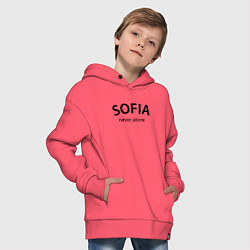 Толстовка оверсайз детская Sofia never alone - motto, цвет: коралловый — фото 2