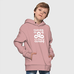 Толстовка оверсайз детская Cloud9 - in logo, цвет: пыльно-розовый — фото 2