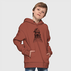 Толстовка оверсайз детская Петух в новогодней шапке, цвет: кирпичный — фото 2