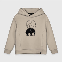 Толстовка оверсайз детская Cute elephants, цвет: миндальный