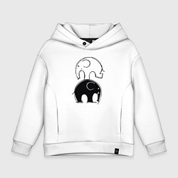 Толстовка оверсайз детская Cute elephants, цвет: белый