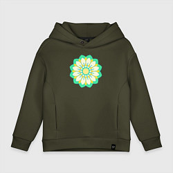 Толстовка оверсайз детская Мандала зеленых оттенков, цвет: хаки