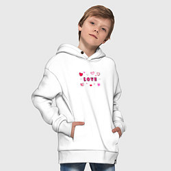 Толстовка оверсайз детская Любовь и сердечки, цвет: белый — фото 2