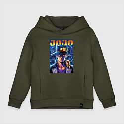 Толстовка оверсайз детская Jojo - Jotaro Kujo ai art, цвет: хаки