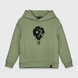 Толстовка оверсайз детская Космический воздушный шар, цвет: авокадо