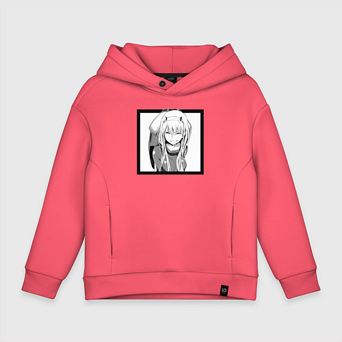 Детское худи оверсайз Зеро Ту улыбается / Коралловый – фото 1