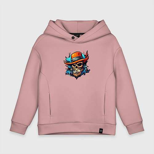 Детское худи оверсайз Граффити череп / Пыльно-розовый – фото 1