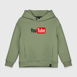 Толстовка оверсайз детская You tube logo, цвет: авокадо