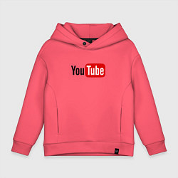 Толстовка оверсайз детская You tube logo, цвет: коралловый