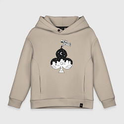 Толстовка оверсайз детская Космическая масть, цвет: миндальный