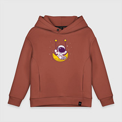 Толстовка оверсайз детская Космические качели, цвет: кирпичный