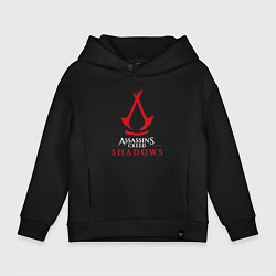 Толстовка оверсайз детская Assassins creed shadows logo, цвет: черный