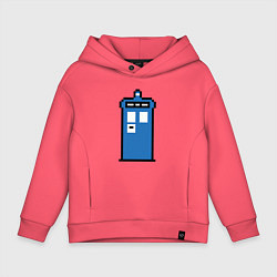 Толстовка оверсайз детская Tardis pixels, цвет: коралловый