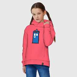 Толстовка оверсайз детская Tardis pixels, цвет: коралловый — фото 2