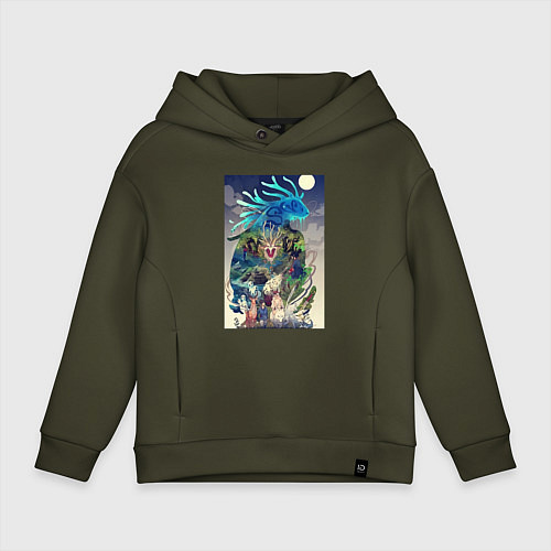 Детское худи оверсайз Принцесса Мононоке Аситака / Хаки – фото 1