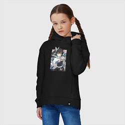 Толстовка оверсайз детская Клинок рассекающий демонов Канао Цуюри квадрат, цвет: черный — фото 2