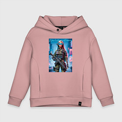 Толстовка оверсайз детская Barbie military - special forces, цвет: пыльно-розовый