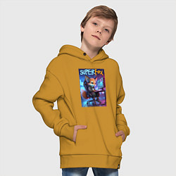Толстовка оверсайз детская Super fox gamer - ai art fantasy, цвет: горчичный — фото 2