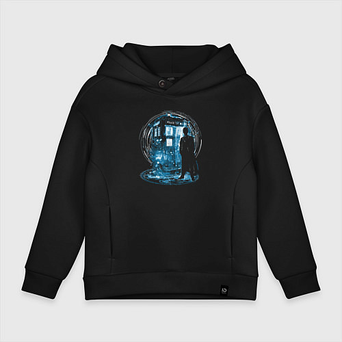 Детское худи оверсайз Тардис и доктор / Черный – фото 1