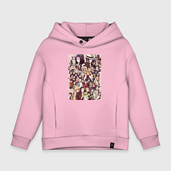 Толстовка оверсайз детская Клинок, рассекающий демонов Гию Томиока коллаж, цвет: светло-розовый