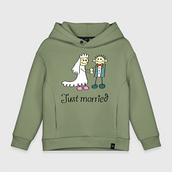 Толстовка оверсайз детская Just married, цвет: авокадо