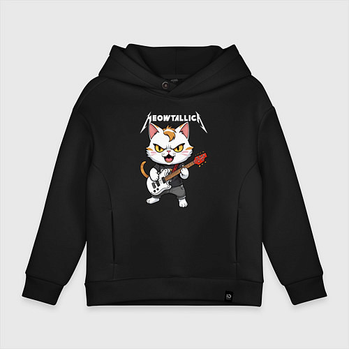 Детское худи оверсайз Meowtallica rock / Черный – фото 1